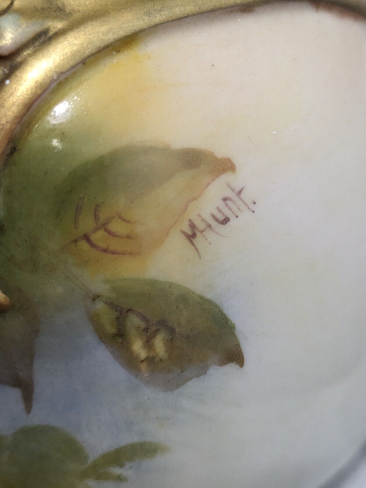 Antique Royal Worcester Hand Painted Floral Hadley Roses M. Hunt Gilt Vase A/F