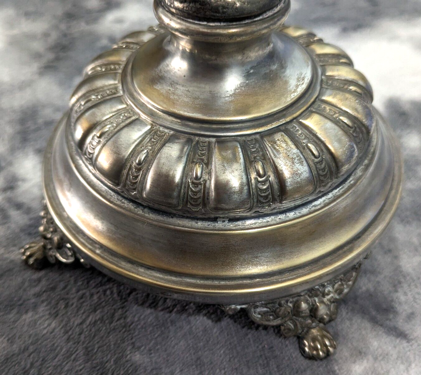 Antique WMF Art Nouveau Figural Silver Plate Cherub Bowl Enamelled Blue Glass
