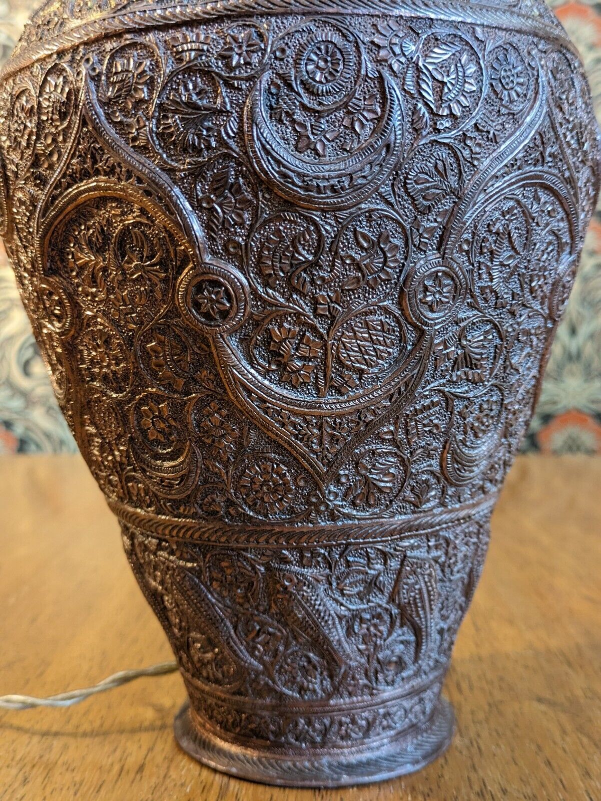Rare 19th Century Indian Copper Kashmiri Mughal Islamic Fish Vase Lamp Antique