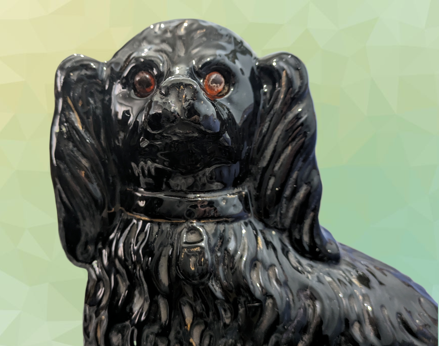 Antique 19th Century Ceramic Staffordshire Mantle Black Jackfield Spaniel Dogs