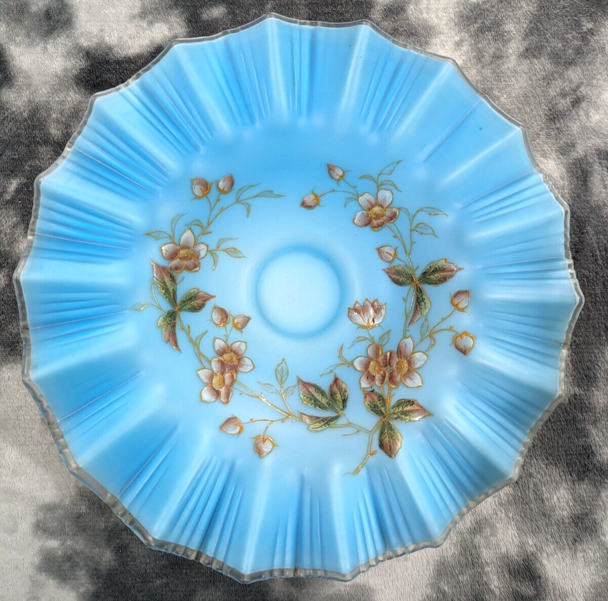 Antique WMF Art Nouveau Figural Silver Plate Cherub Bowl Enamelled Blue Glass
