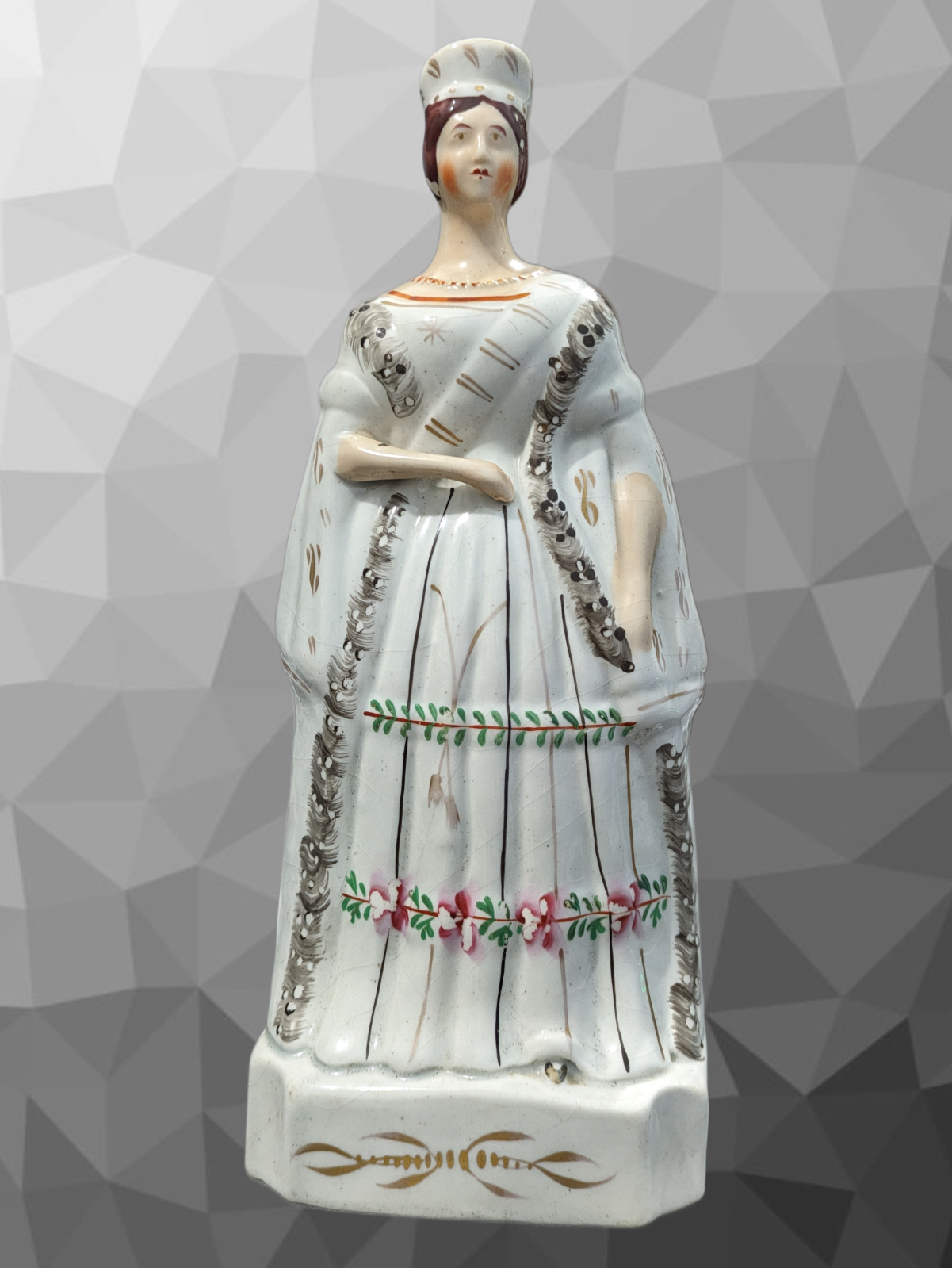 Antique Staffordshire Pottery Figure Queen Victoria Ermine Cloak 19th Century