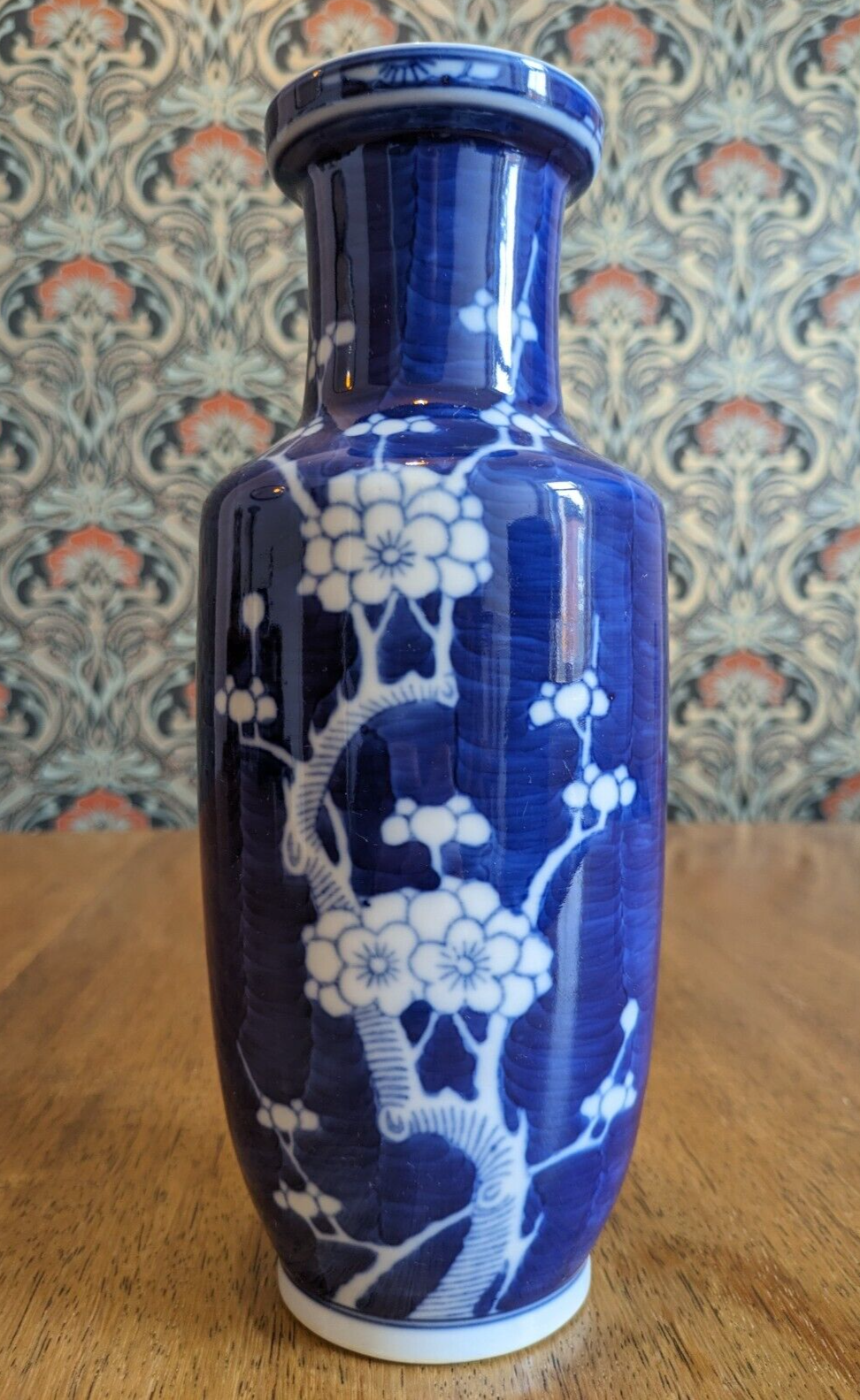 19th Century Antique Chinese Blue & White Porcelain Prunus Cherry Blossom Vase