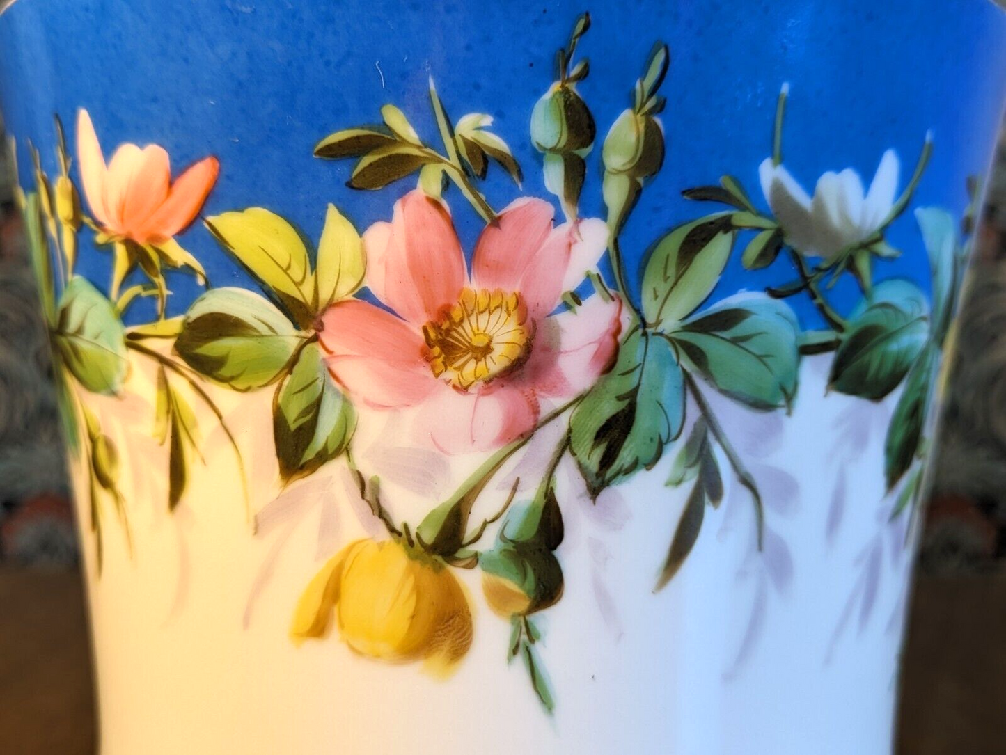 French 19th Century Hand painted Antique Porcelain Cooler Jardiniere Cache Pot