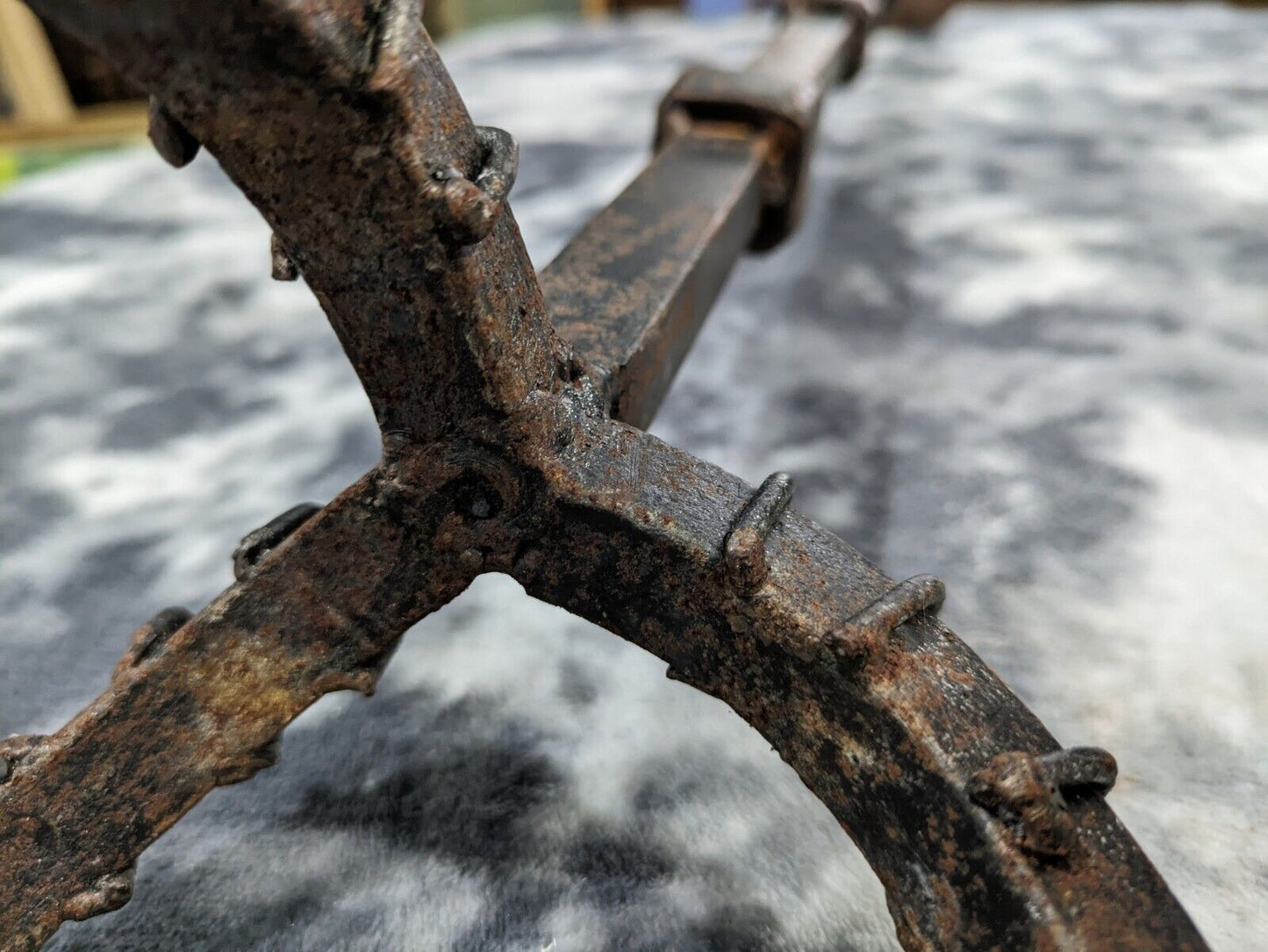 Antique Pair of Wrought Iron Arts & Crafts Standing Pricket Candle Stick Holders