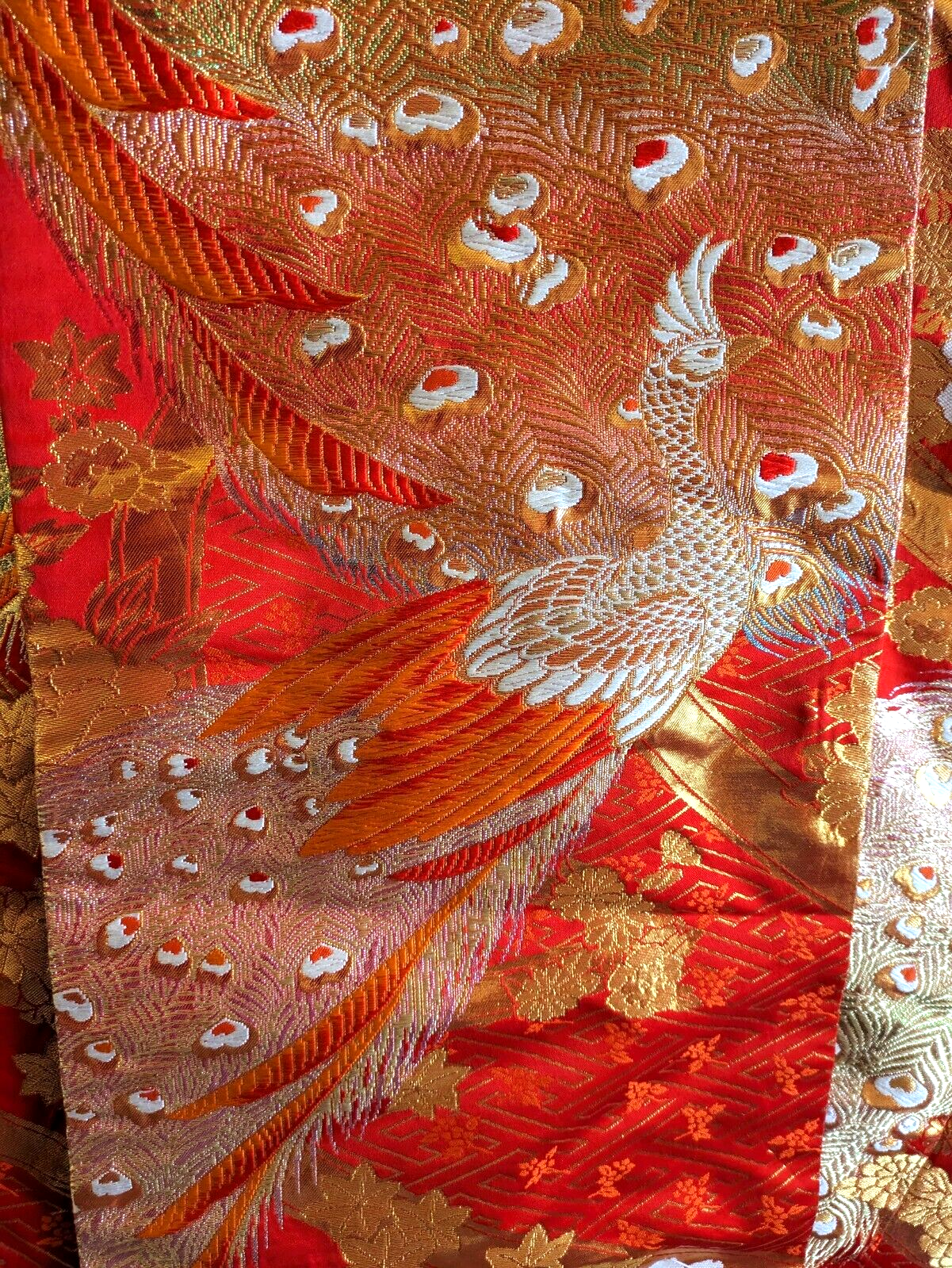 Vintage Embroidered Japanese Silk Uchikake Kimono Wedding Robe Hou-ou Phoenix