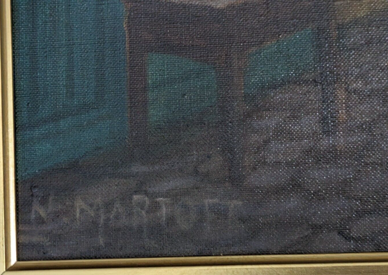 Niels Martoft 1878 Antique 20th Century Danish Oil Painting Farmhouse Interior