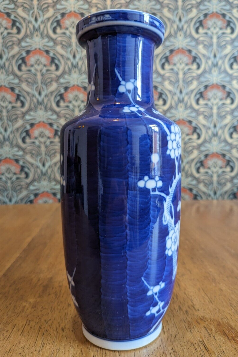 19th Century Antique Chinese Blue & White Porcelain Prunus Cherry Blossom Vase