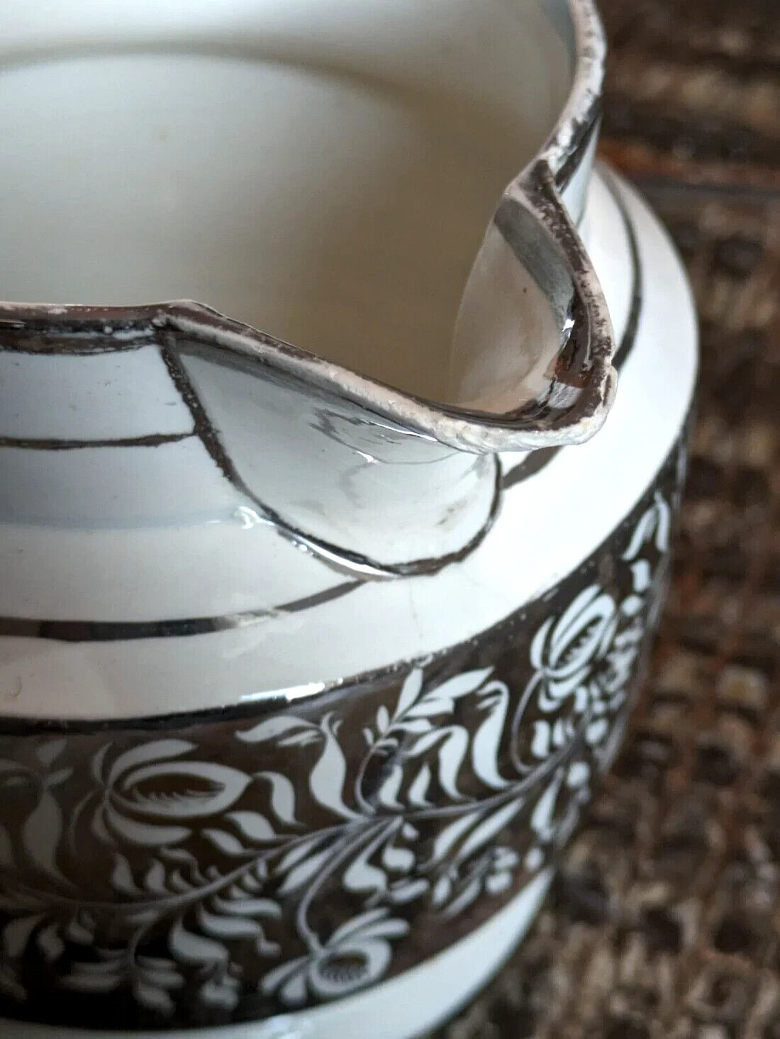 Georgian c1810 Silver Lustre Staffordshire Pearlware Antique Pottery Ceramic Jug