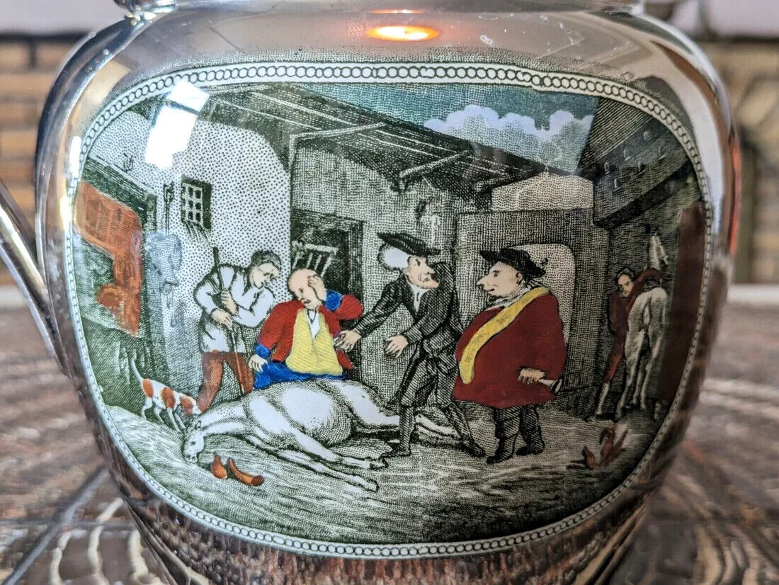 Victorian 19th Century Silver Lustre Antique Pottery Ceramic Jug Adams Tunstall