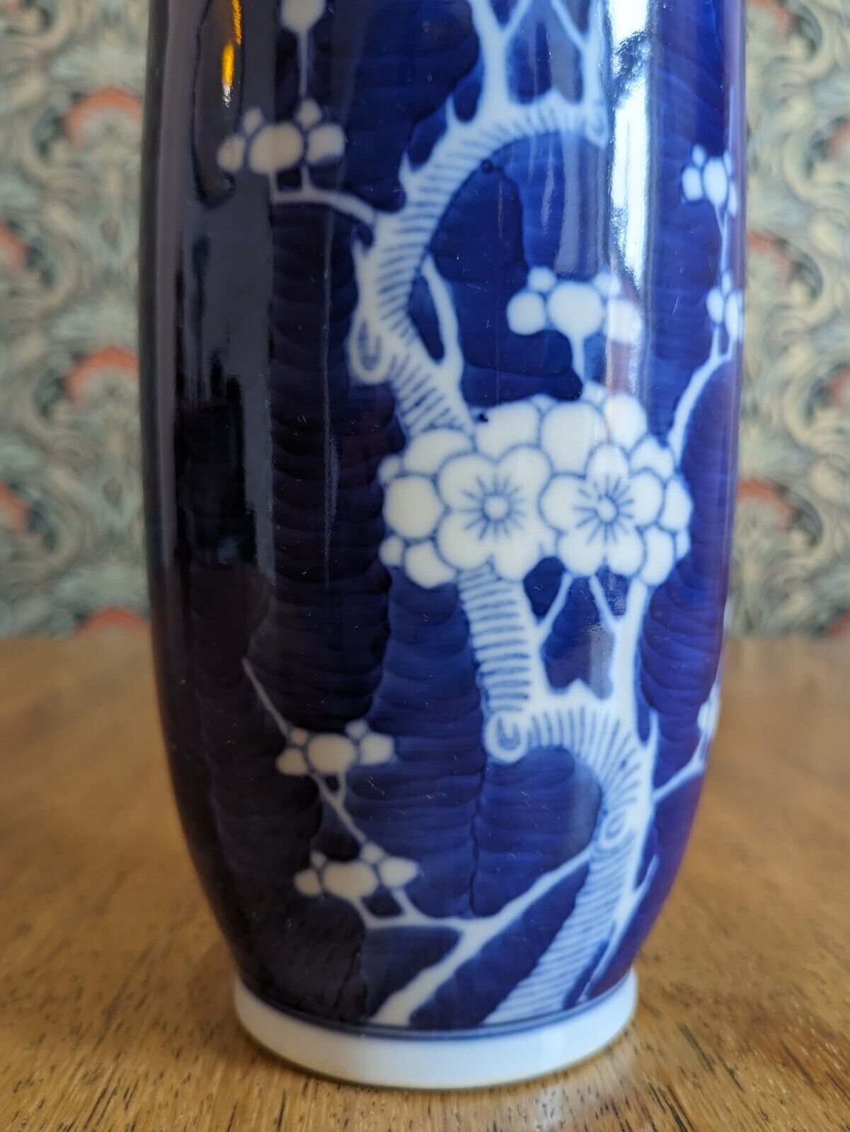 19th Century Antique Chinese Blue & White Porcelain Prunus Cherry Blossom Vase