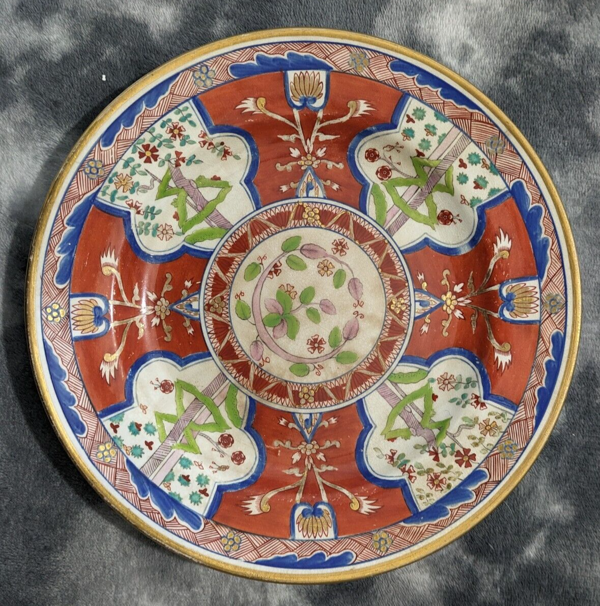 Early 19th Cent Antique Spode Porcelain Imari Chinoiserie 'Dollar' Pattern Plate