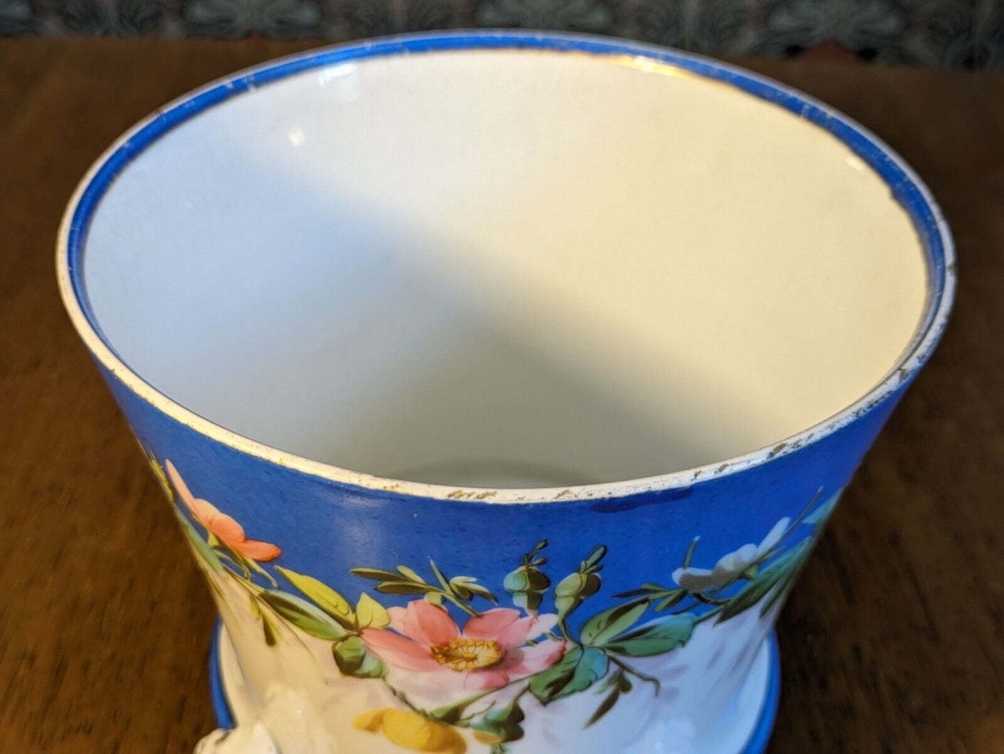 French 19th Century Hand painted Antique Porcelain Cooler Jardiniere Cache Pot