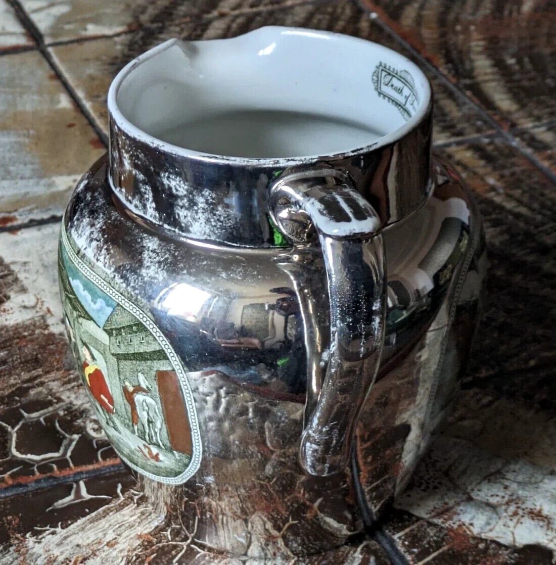 Victorian 19th Century Silver Lustre Antique Pottery Ceramic Jug Adams Tunstall
