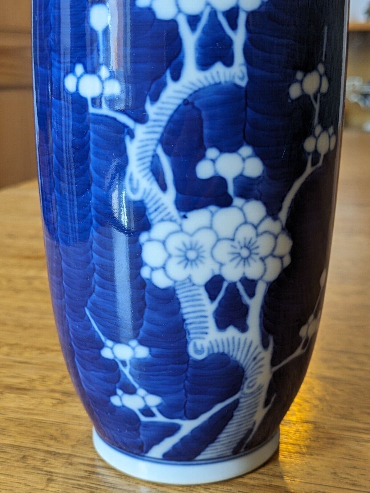 19th Century Antique Chinese Blue & White Porcelain Prunus Cherry Blossom Vase