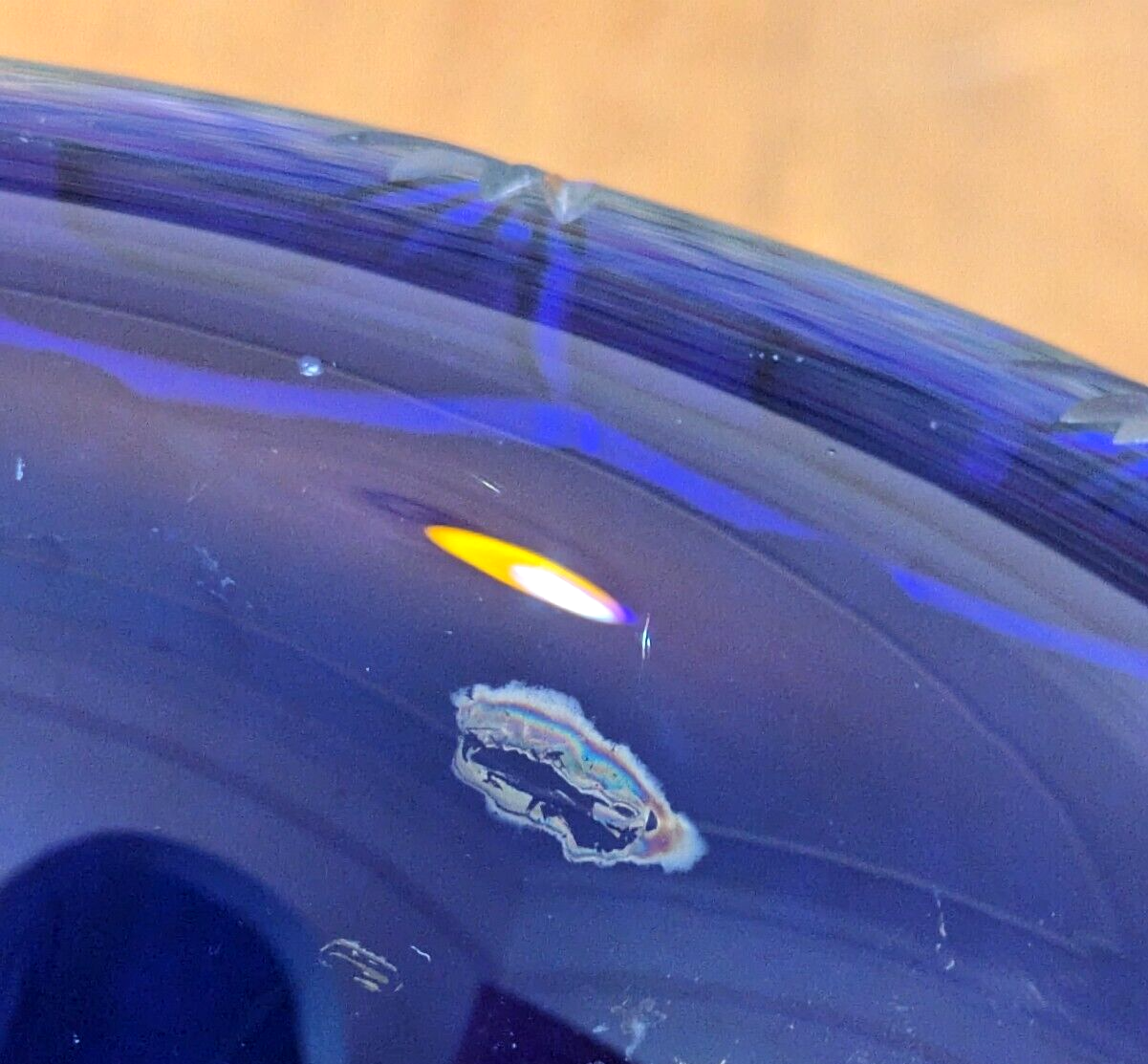 19th Century Bohemian Art Glass Cobalt Cut to Clear Tazza Pedestal Bowl Antique