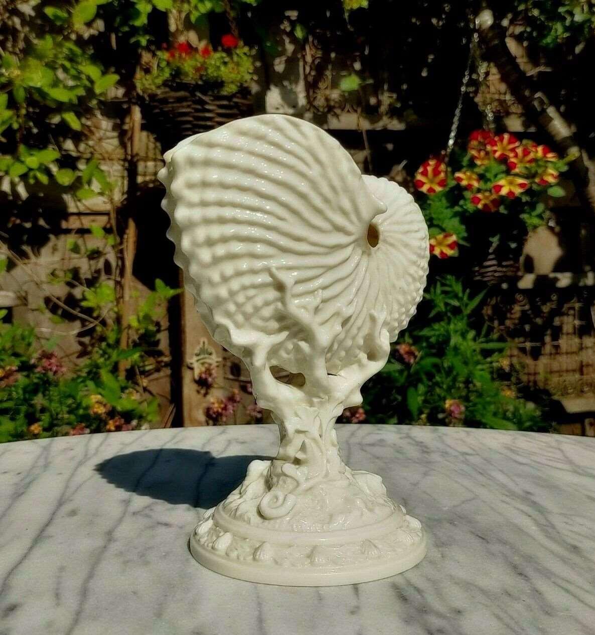 1883 Antique Victorian Royal Worcester Porcelain Nautilus Shell Display Vase