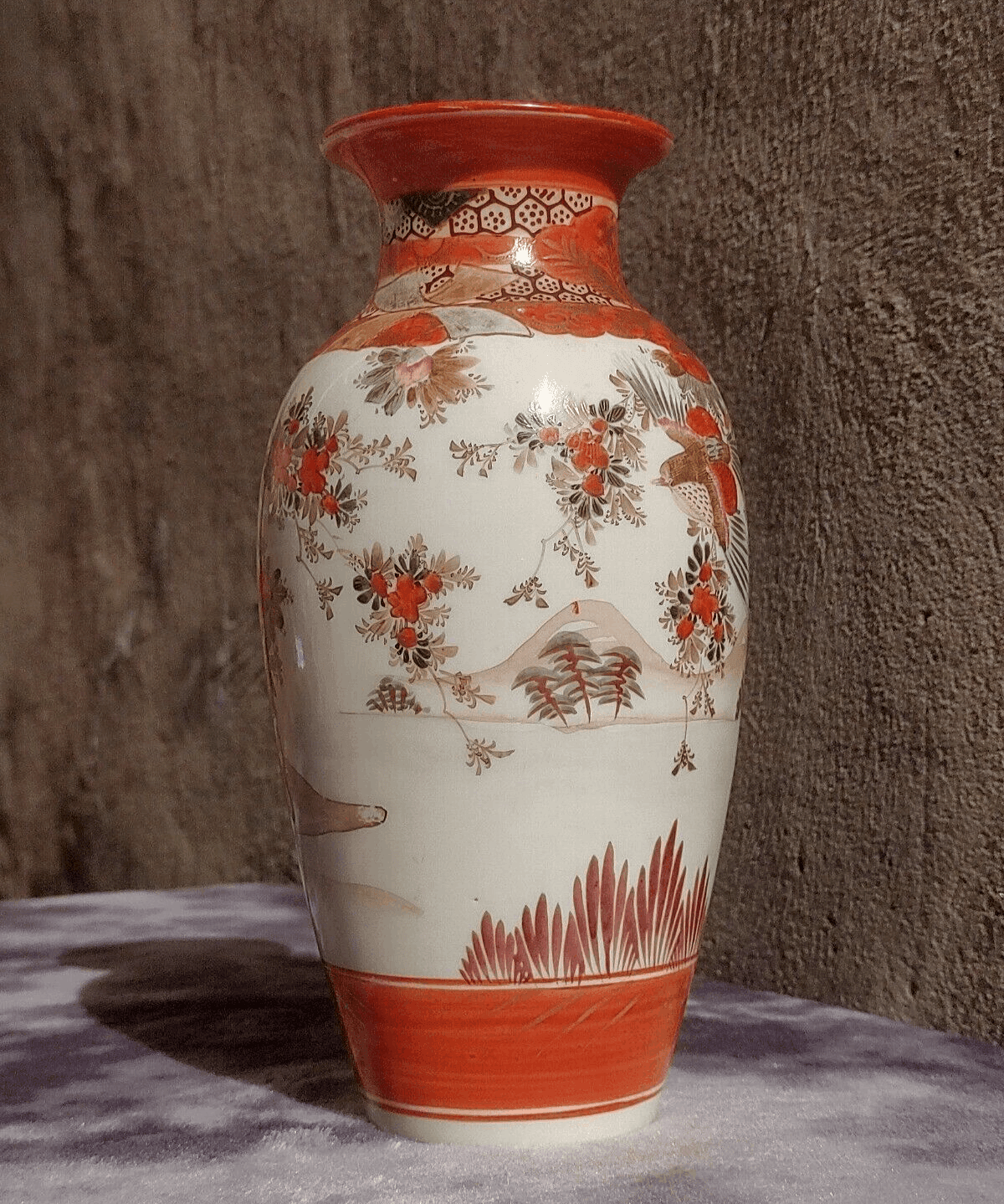 19th Century Antique Japanese Meiji Signed Kutani Tsukuru Quail Vase - 20.5 cm