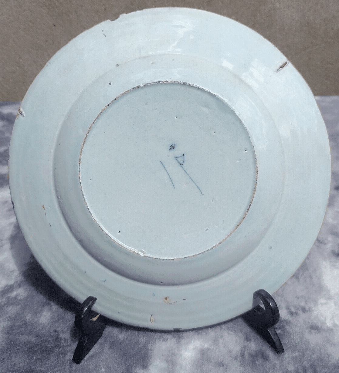 18th Century Dutch Delft Porceleyne Bijl Chinoiserie Ceramic Pottery Dish Plate