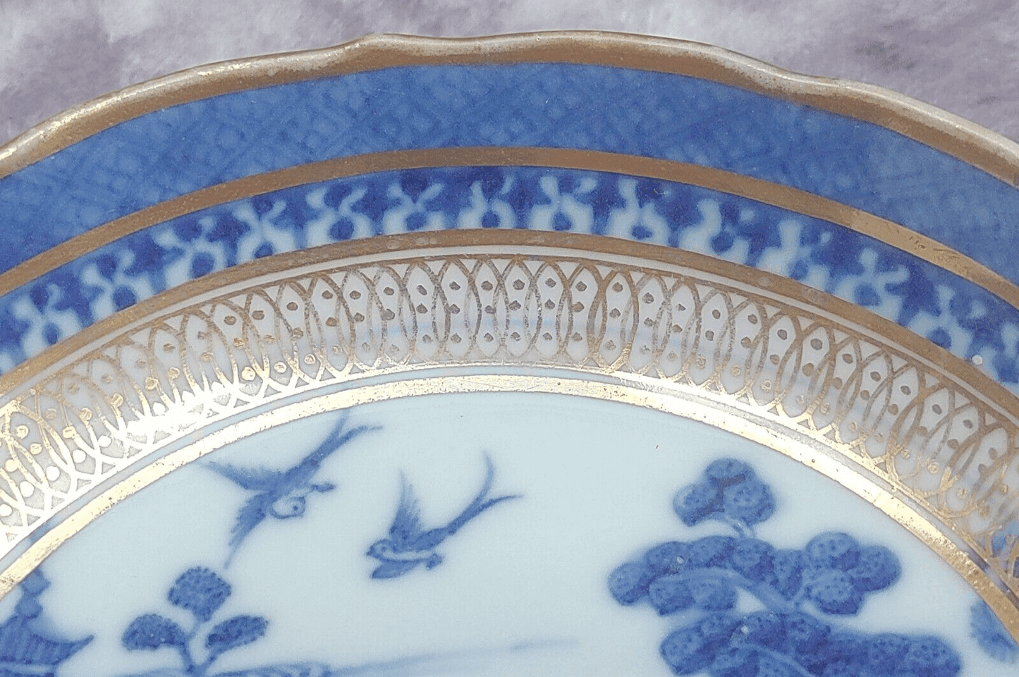 18th Century Caughley Blue White Chinoiserie Porcelain Saucer Bowl Dish
