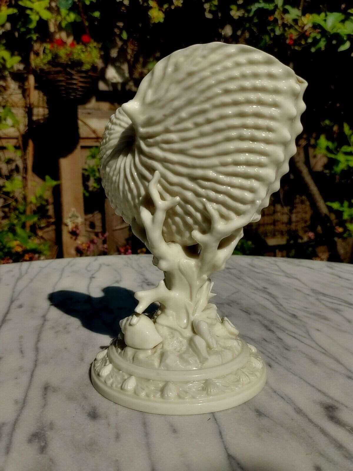1883 Antique Victorian Royal Worcester Porcelain Nautilus Shell Display Vase