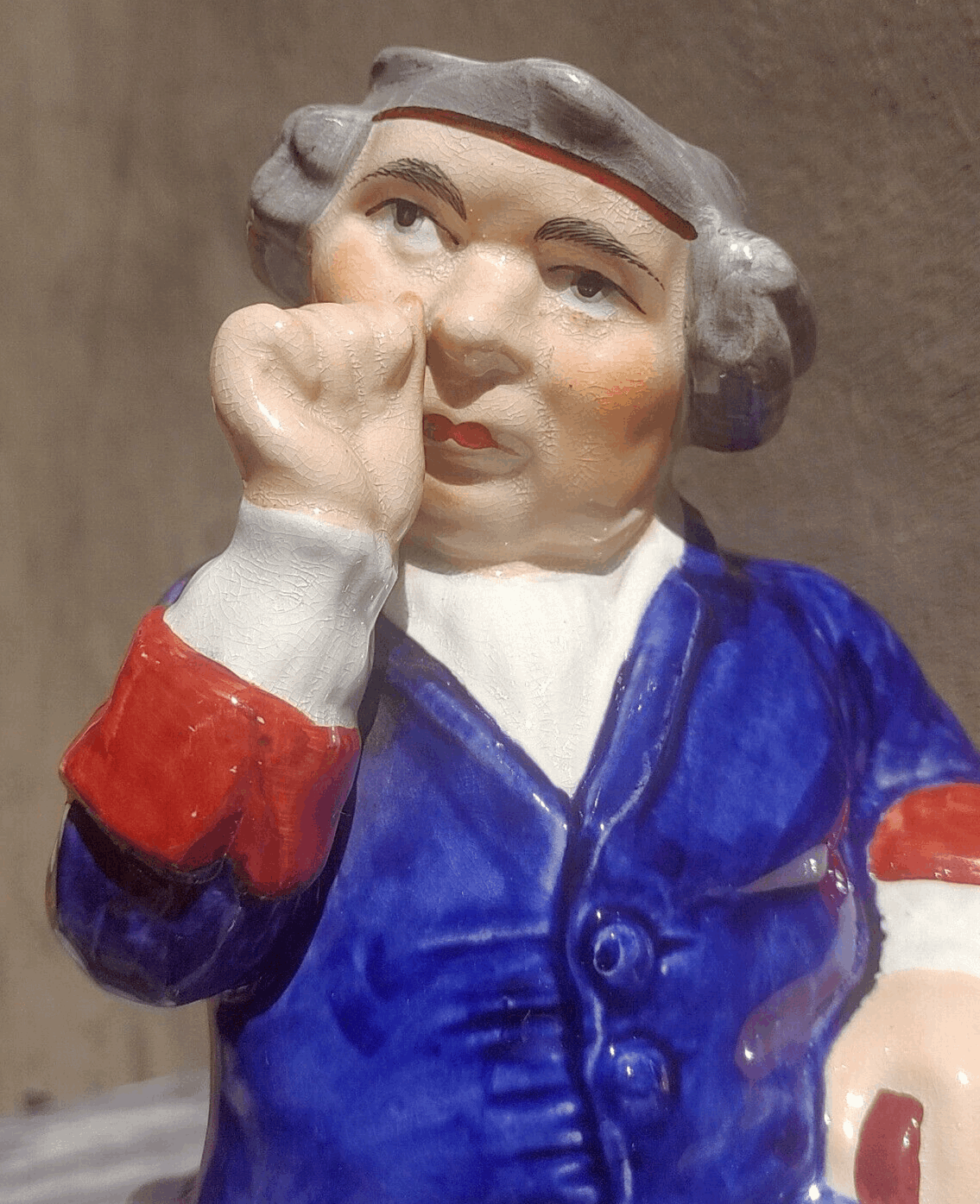 19th Century Antique Staffordshire Pottery Snuff Taker Toby Jar / Jug Figure