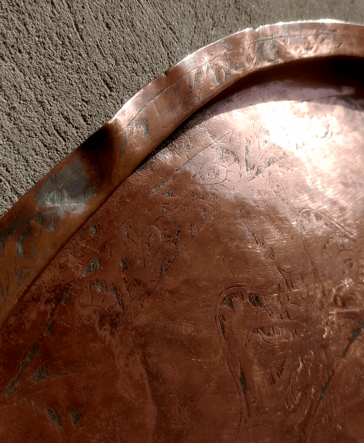 17th Century Antique Middle Eastern Turkish Ottoman Tinned Copper Charger Tray