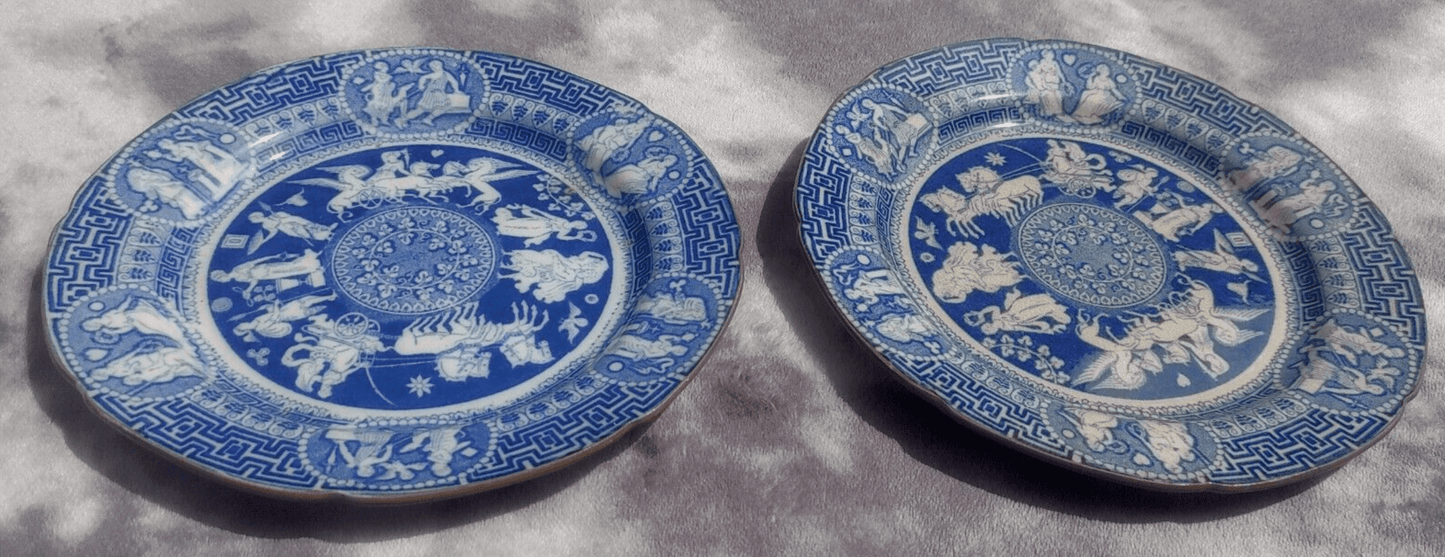 19th Century English Herculaneum Greek Neoclassical Antique Pottery Plate (1) - Tommy's Treasure