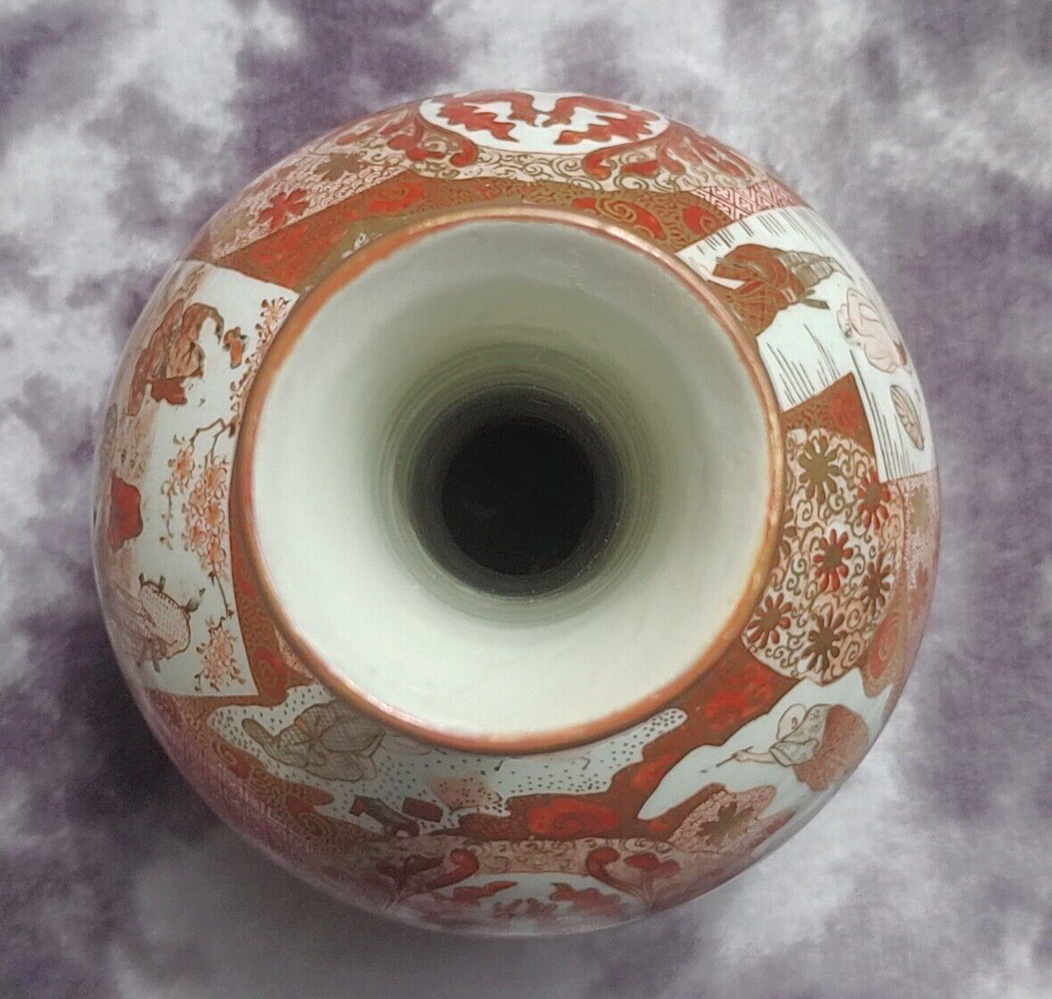 Large 19th Century Antique Japanese Meiji Kutani Porcelain Bottle Vase - 35 cm