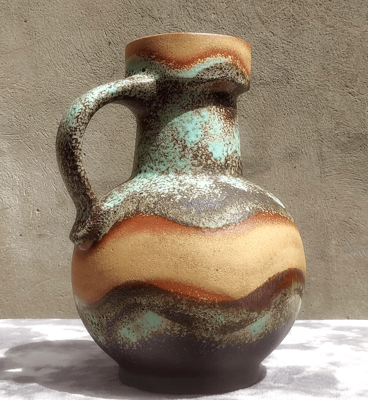 Large Mid Century West German Dumler Breiden Green Fat Lava Art Large Mid Century West German Dumler Breiden Green Fat Lava Art