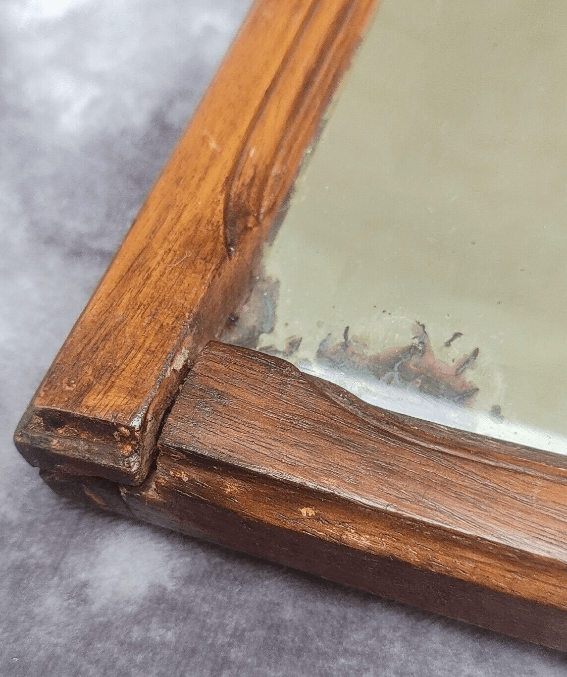 Antique Church Window Arch Oblong Shaped Mahogany Wood Bevelled Mirror - 58.5 cm - Tommy's Treasure