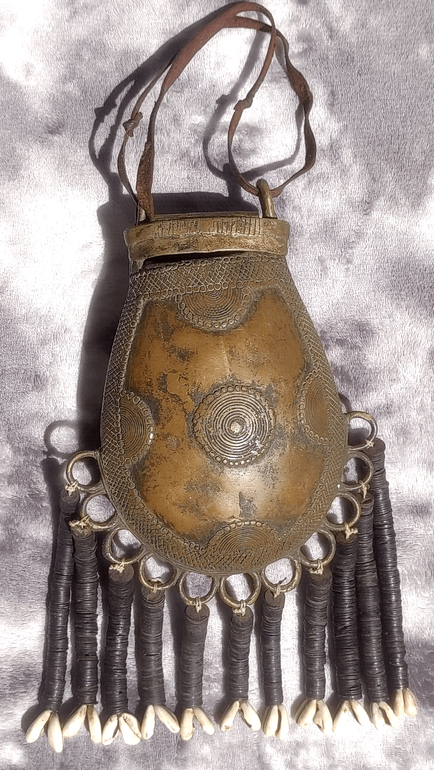 Early 20th Century Nigerian African Bronze Tribal Talisman Pouch - Tommy's Treasure