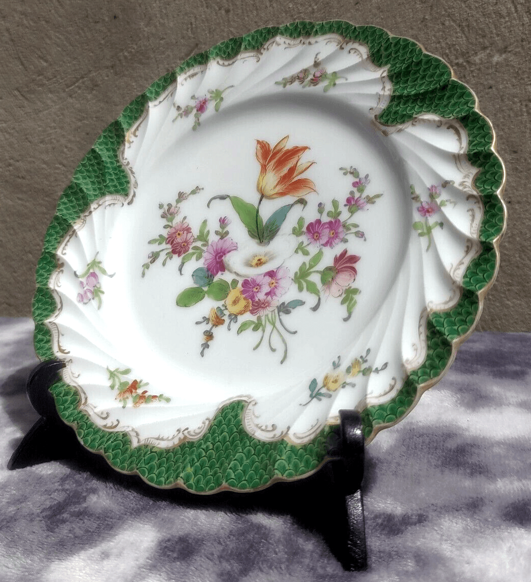 Antique Pair of German Dresden Porcelain Hand painted Floral Side Plates - Tommy's Treasure