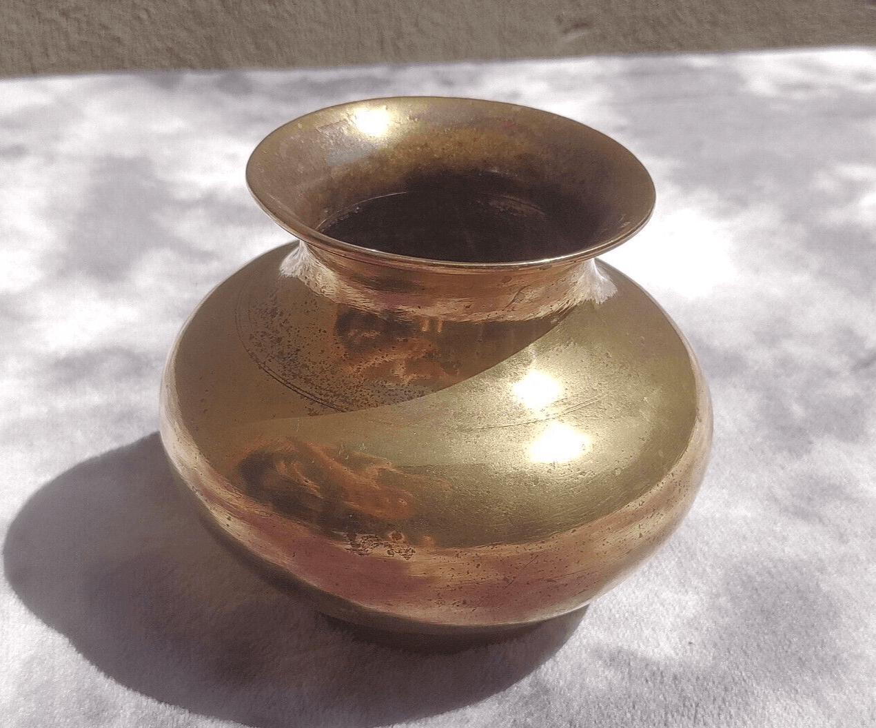 Antique Indian Brass Lota Kalash Holy Water Vase Vessel - Tommy's Treasure