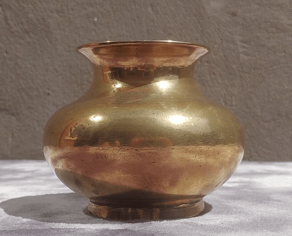 Antique Indian Brass Lota Kalash Holy Water Vase Vessel - Tommy's Treasure