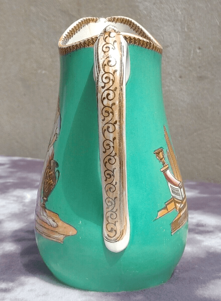 19th Century Victorian Antique Porcelain Grand Tour Neoclassical Grecian Ewer Jug - Tommy's Treasure