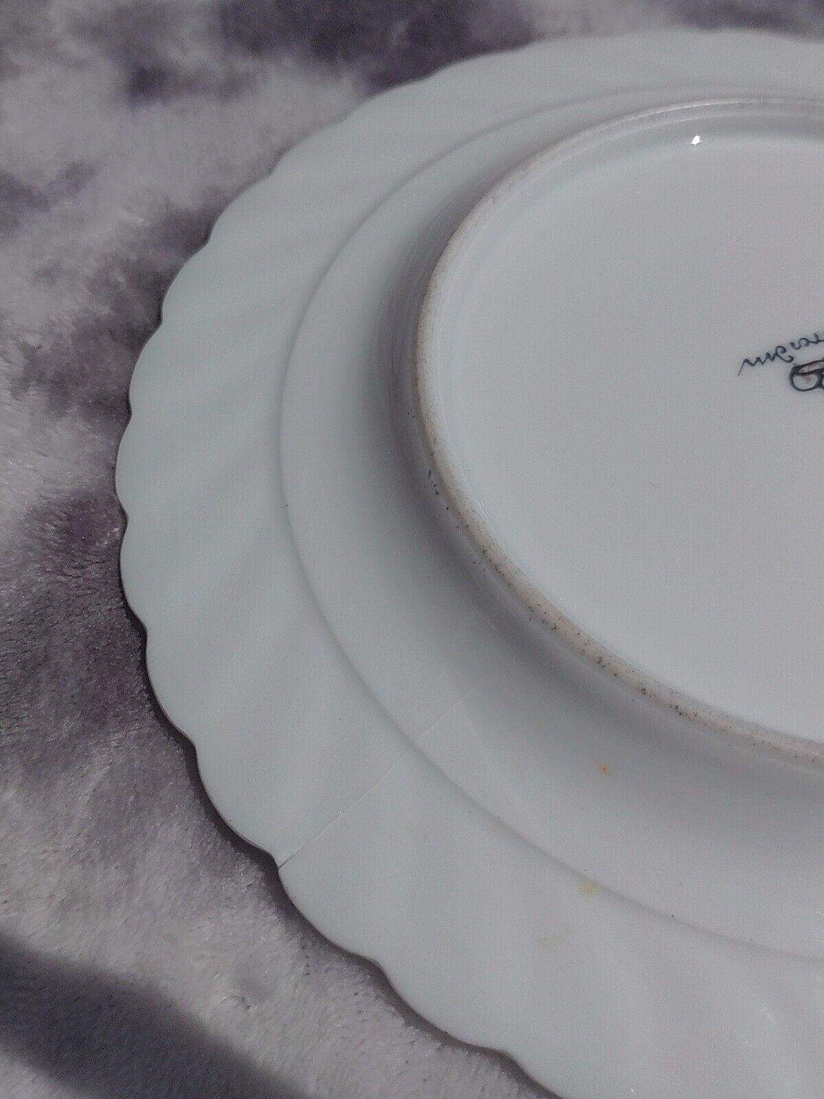 Antique Pair of German Dresden Porcelain Hand painted Floral Side Plates - Tommy's Treasure