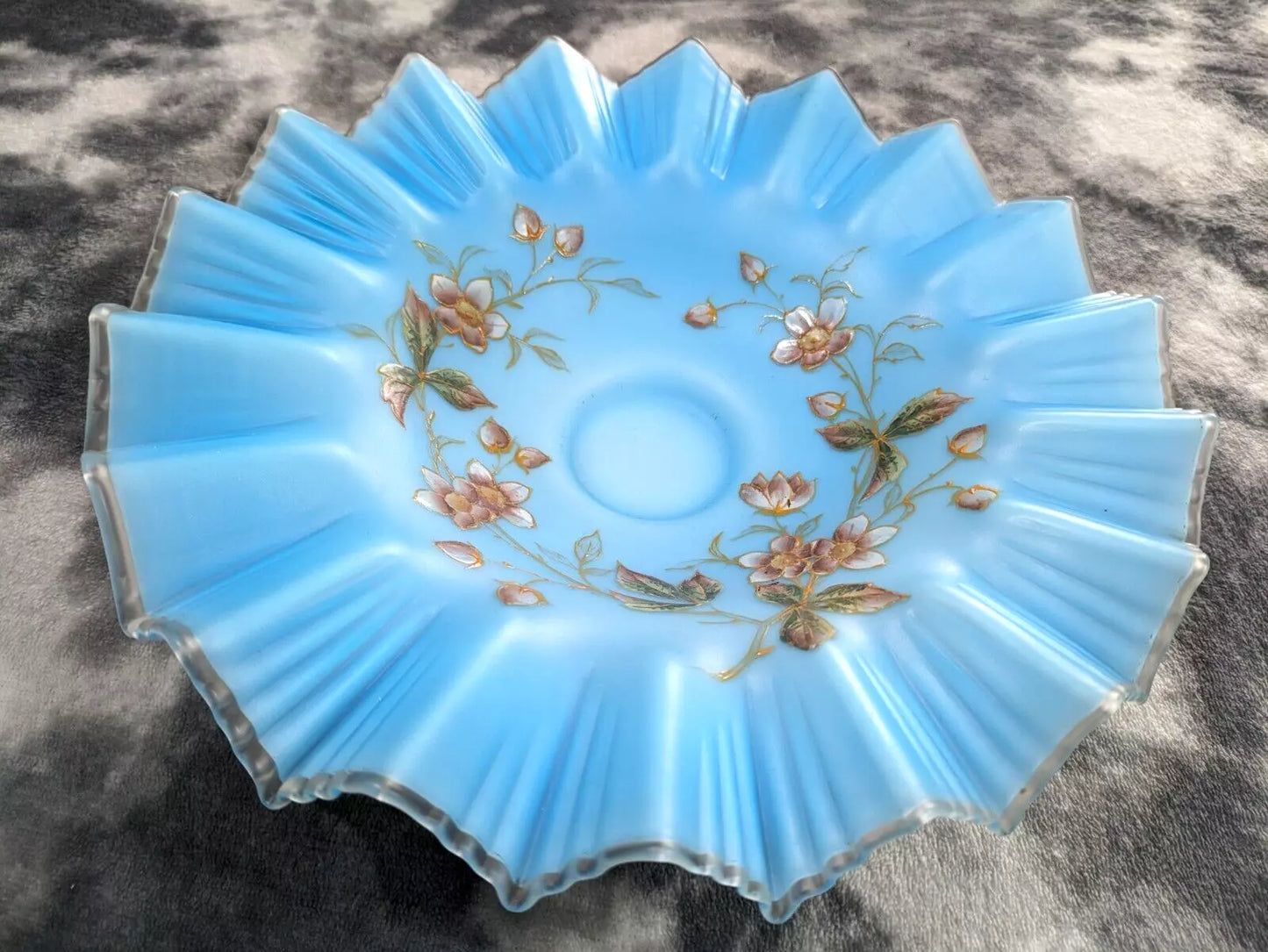 Antique WMF Art Nouveau Figural Silver Plate Cherub Bowl Enamelled Blue Glass