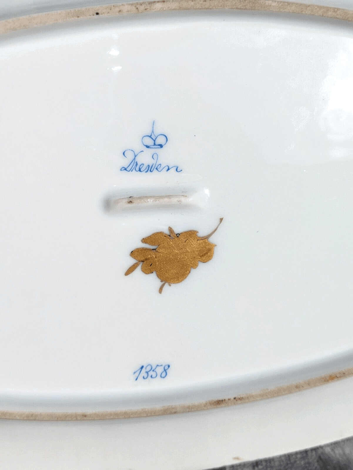 Antique German Dresden Hand Painted Porcelain Serving Plate Tray Platter - 28 cm - Tommy's Treasure