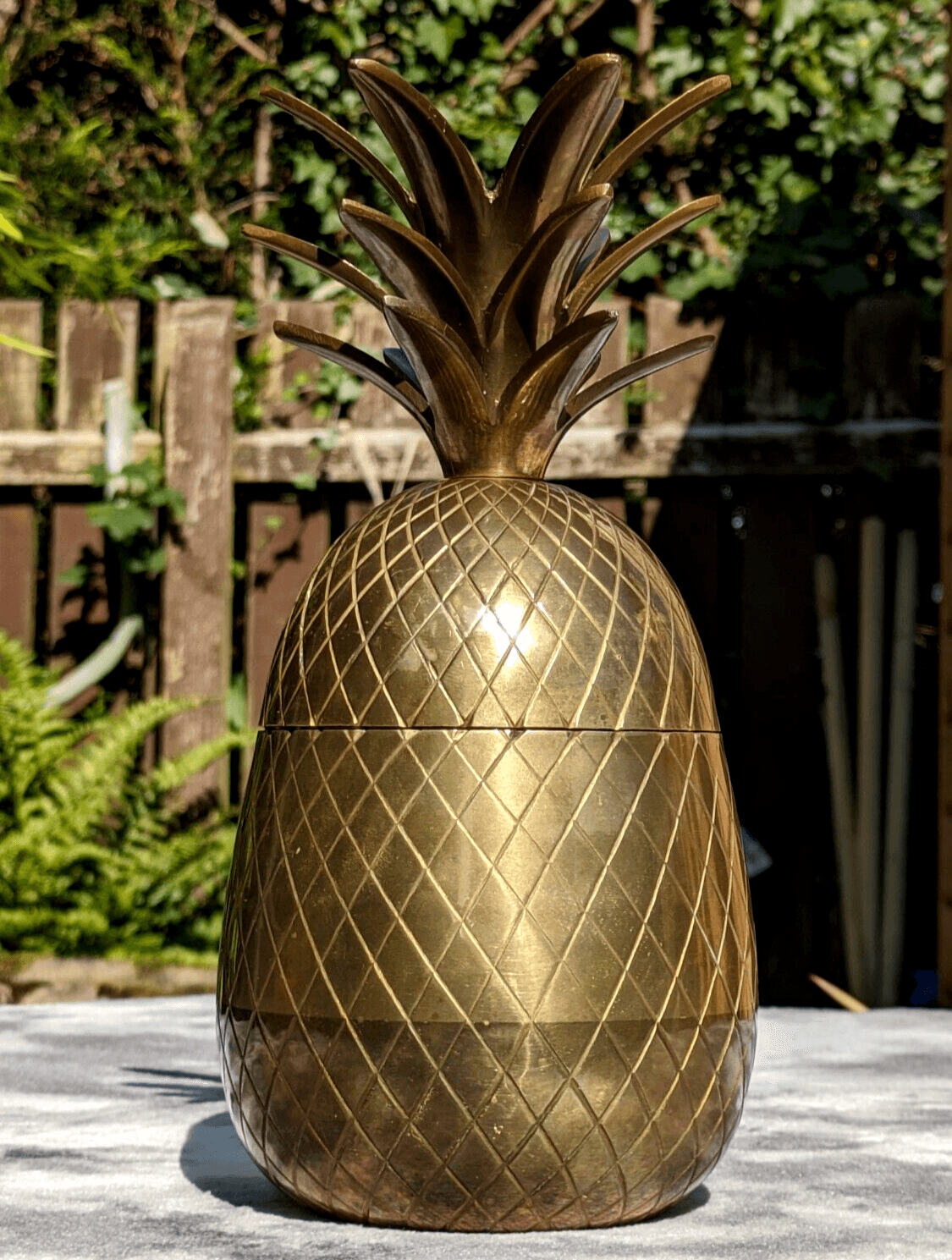 Vintage 1950s Hollywood Regency Brass Pineapple Ice Bucket Barware Trinket Box - Tommy's Treasure