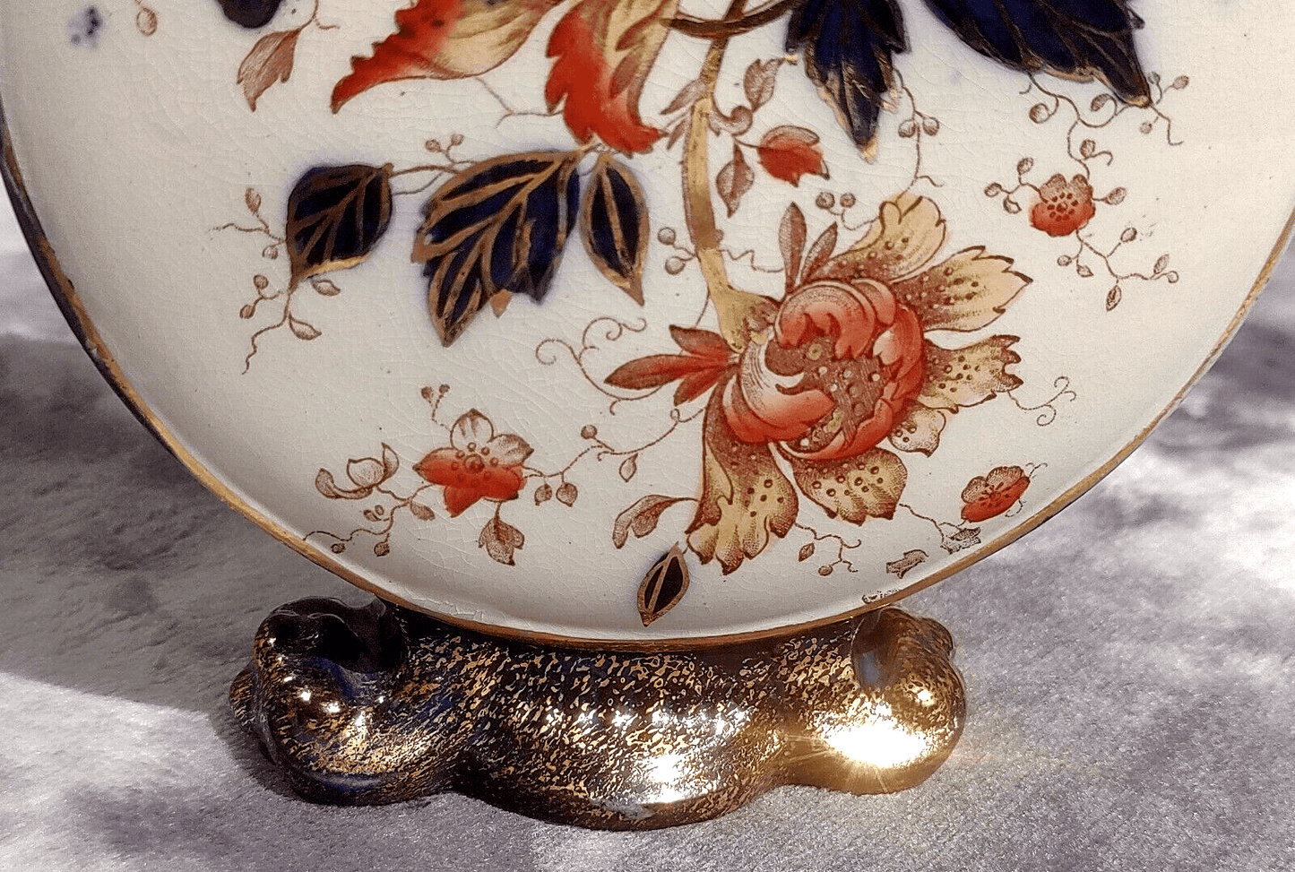 Victorian 1891 Ceramic Moon Flask Vase Antique Staffordshire Imari Style 19.5 cm - Tommy's Treasure