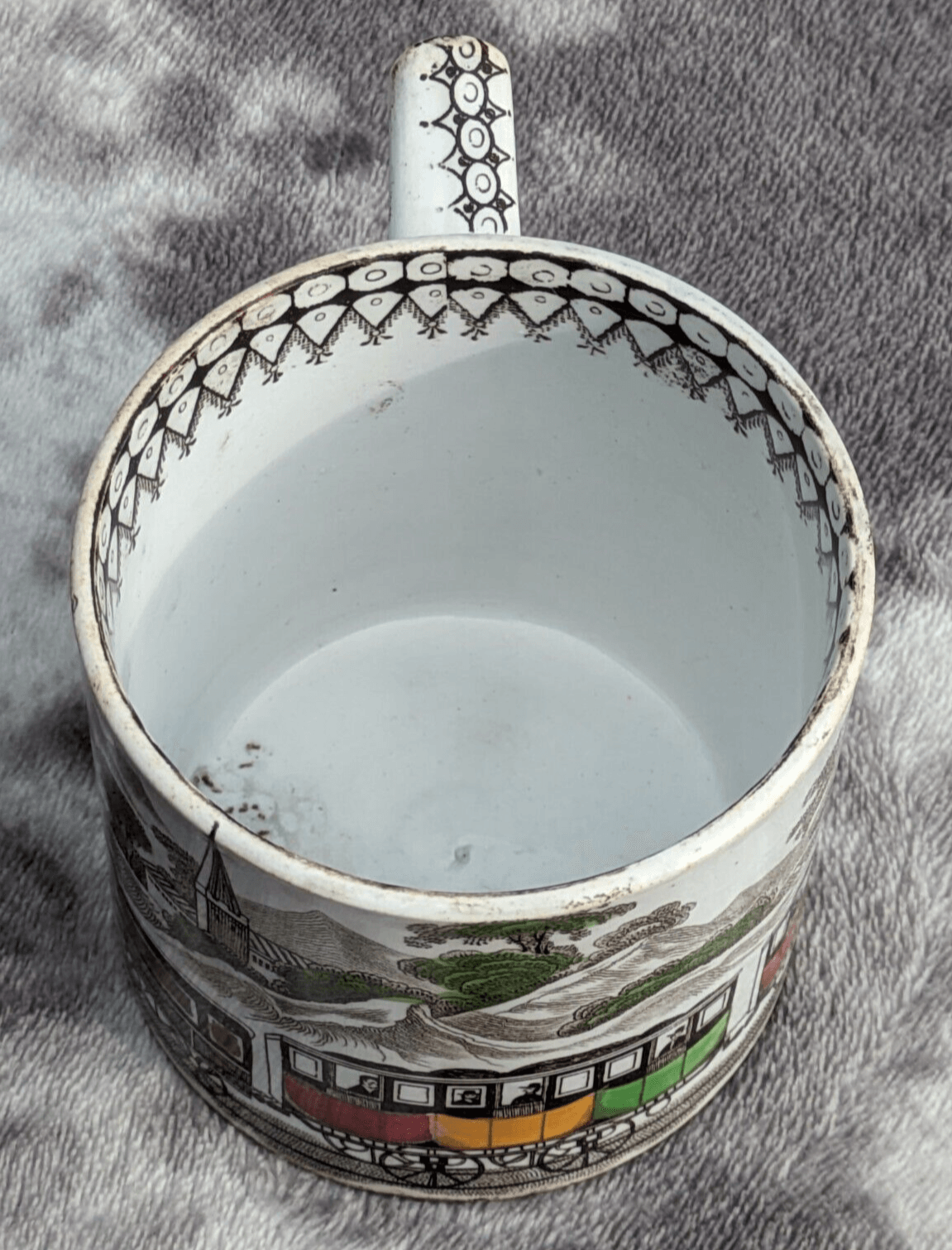 Rare c.1835 Staffordshire Pottery Mug Railway Commemorative Antique 19th Century - Tommy's Treasure