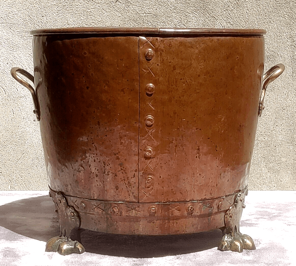 Italy【Copper × Brass】コールバケツ 石炭入れ 銅 真鍮 銅製の Italy【Copper × Brass】コールバケツ 石炭入れ 銅 真鍮 銅製の