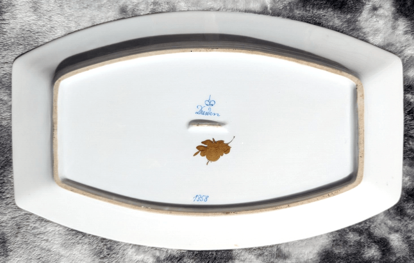 Antique German Dresden Hand Painted Porcelain Serving Plate Tray Platter - 28 cm - Tommy's Treasure