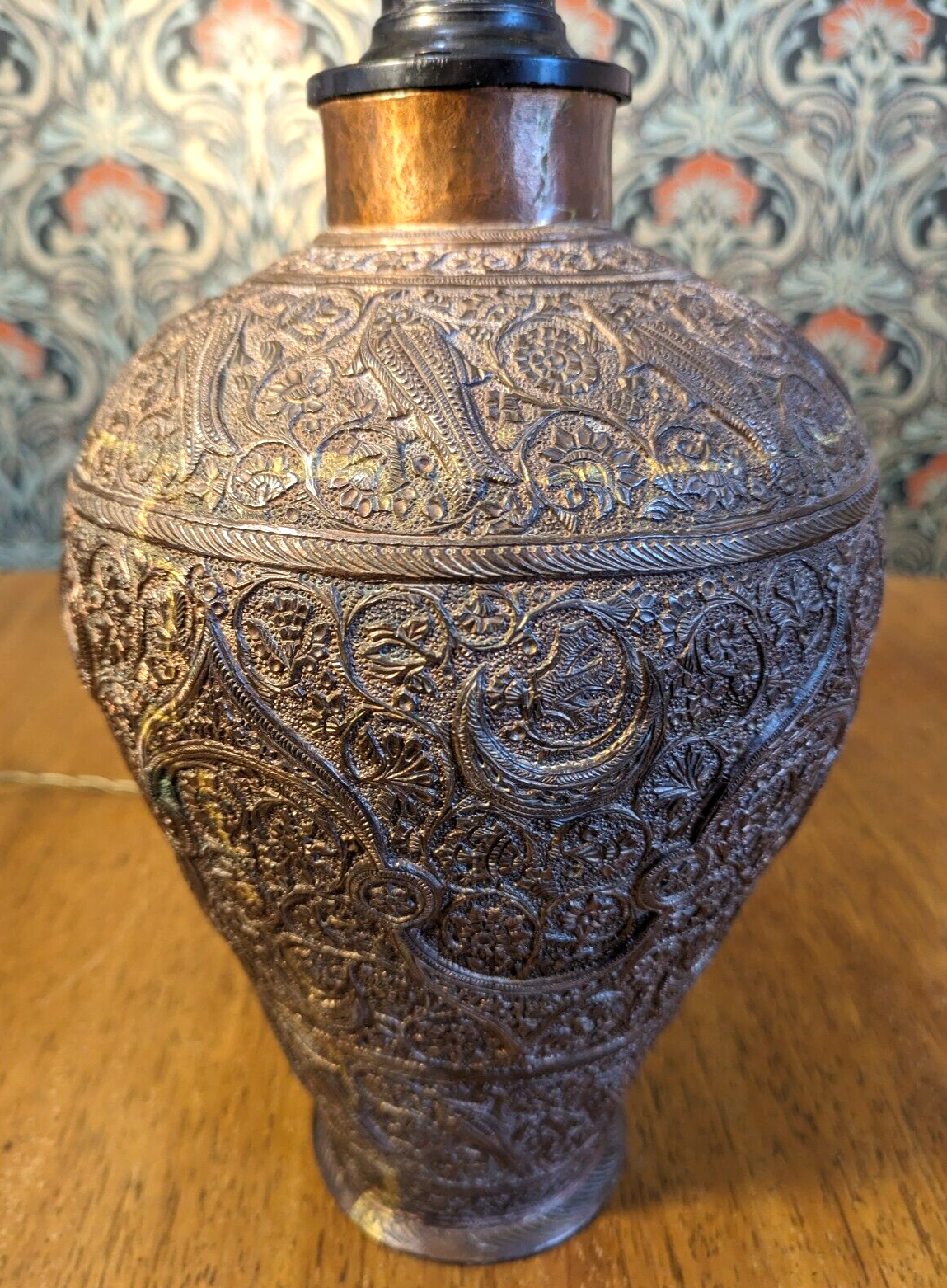 Rare 19th Century Indian Copper Kashmiri Mughal Islamic Fish Vase Lamp Antique