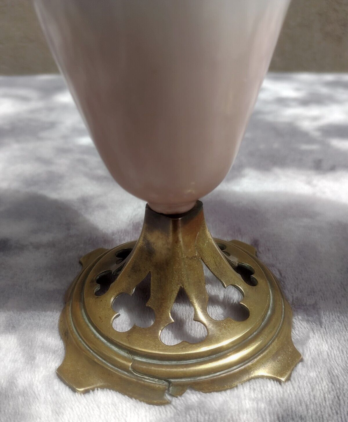 Antique Pair of 19th Century William Tonks & Sons Brass Ceramic Candlestick Holders