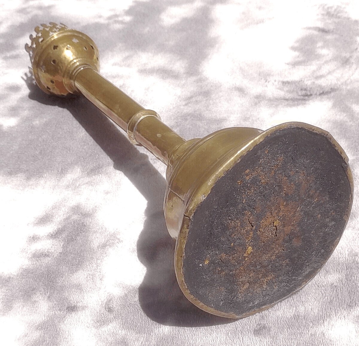 Antique Victorian Gothic Ecclesiastical Brass Alter Candle Stick Holder - 35 cm - Tommy's Treasure