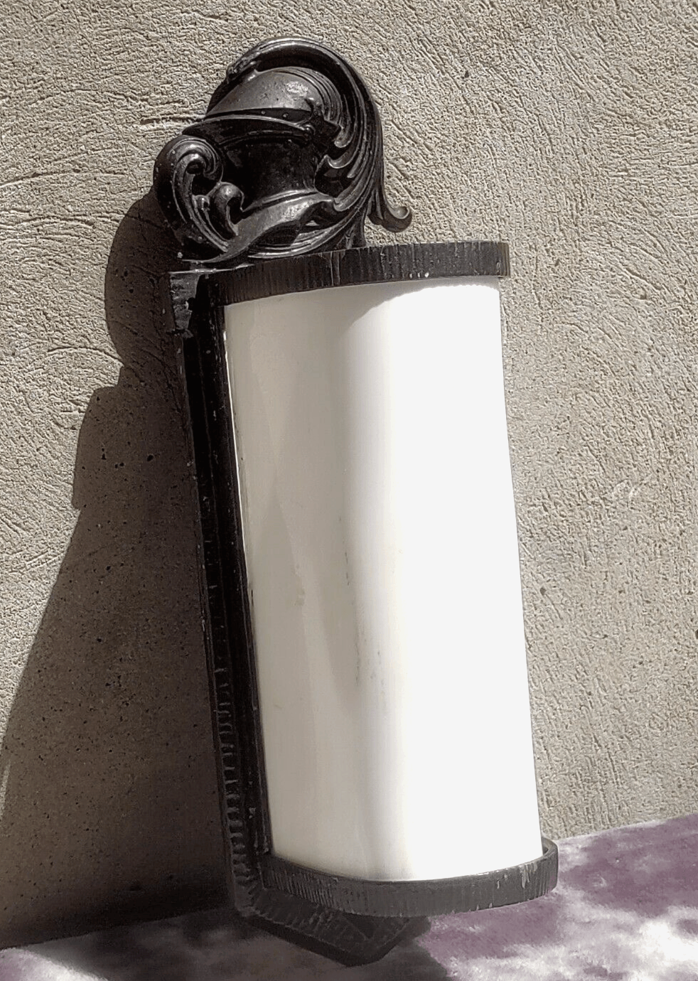 Vintage Art Deco Black Cast Iron / Brass Knight Wall Light Tube Lamp 38 cm - Tommy's Treasure