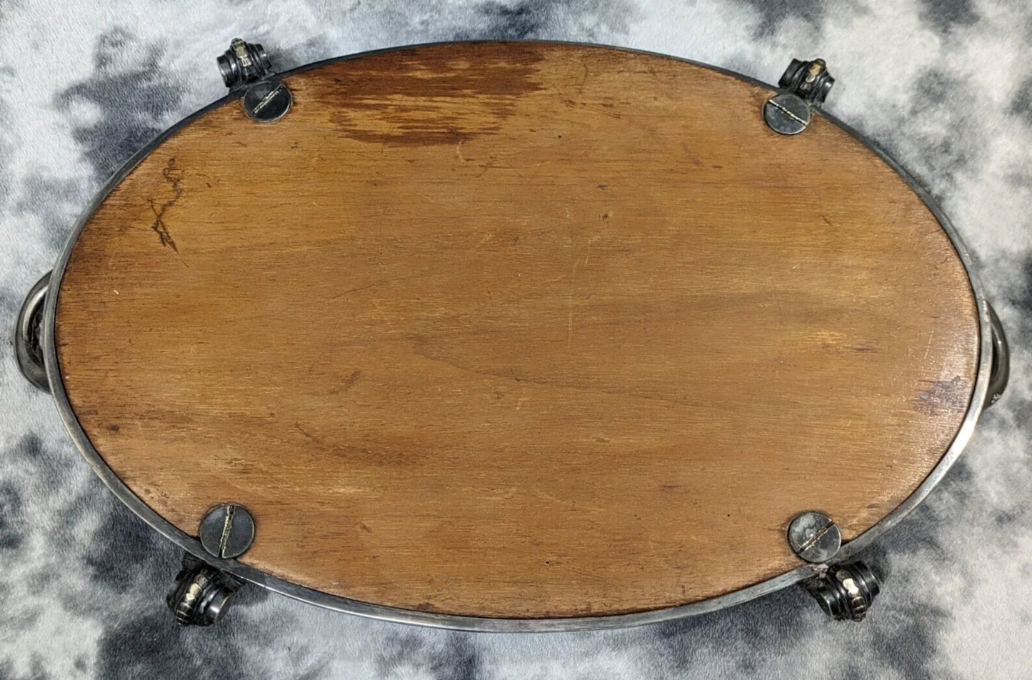 19th Century Victorian Oval Silver Plate Mirror Table Centerpiece Plateau Griffin Tray Antique 43 cm