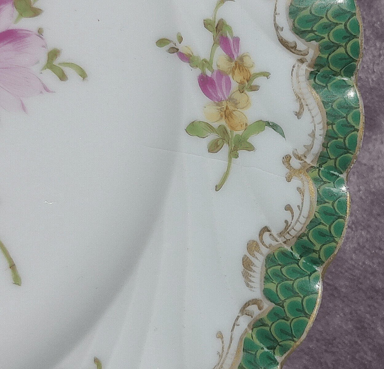Antique Pair of German Dresden Porcelain Hand painted Floral Side Plates - Tommy's Treasure